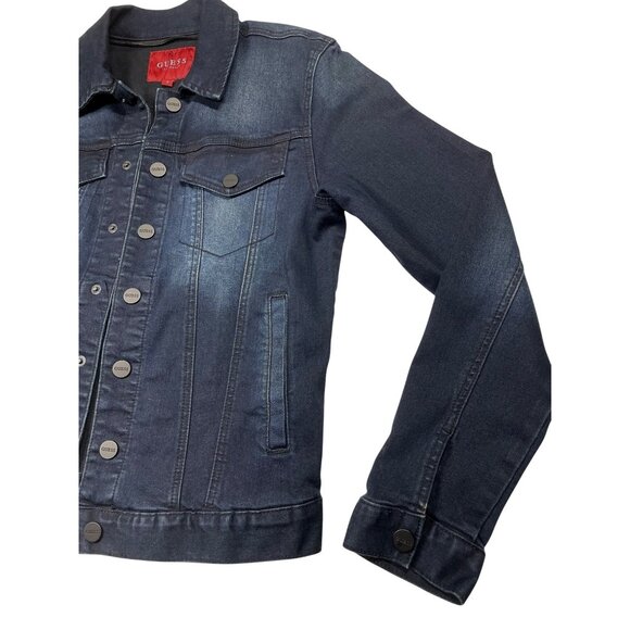 Guess Womens Dark Wash Denim Jacket S With Button Pockets Size Small NWOT - Picture 3 of 12